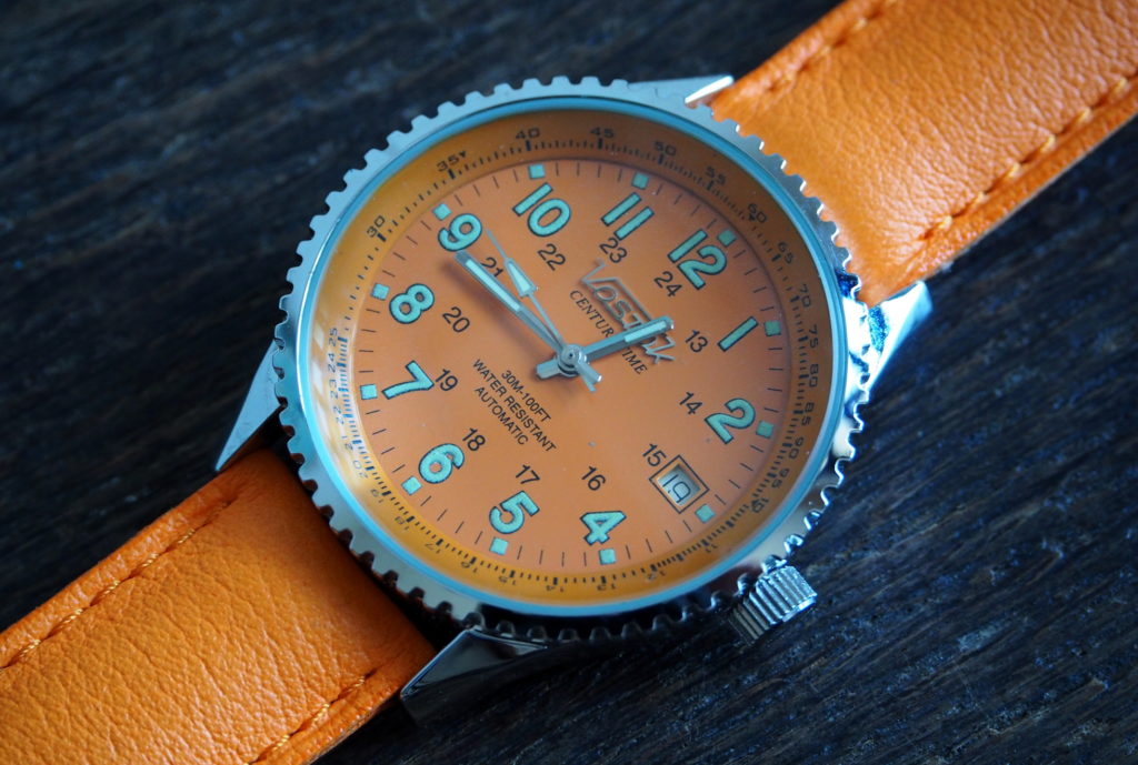 Vostok Century Time Breitling Style Orange 2416b